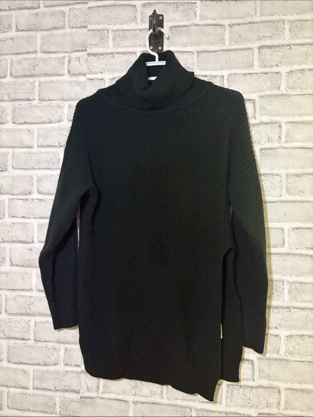 SHEIN Black Ribbed Turtleneck Sweater, size 4
